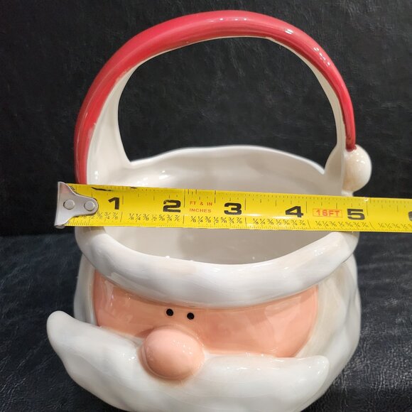 Cute Santa Claus Face Ceramic Basket Holiday Decor - Picture 9 of 10